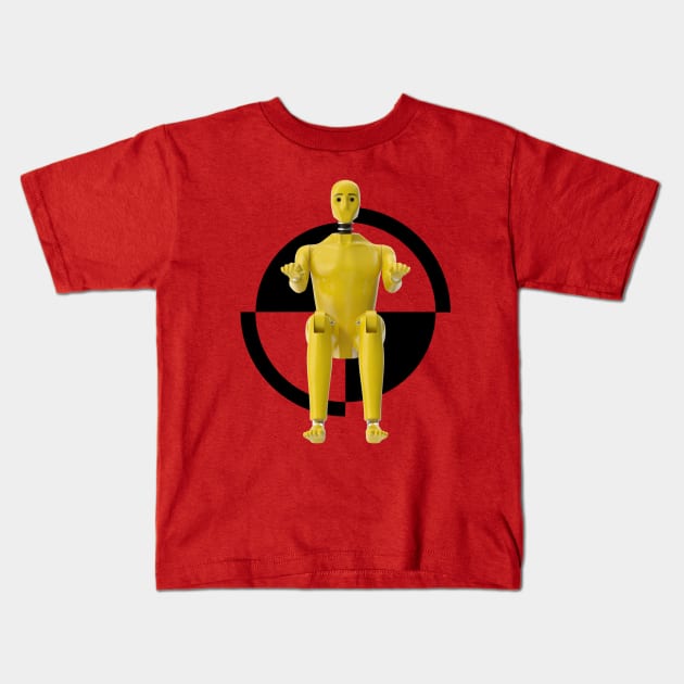 Crash Test Dummy Yellow Man Testing Car Crash Kids T-Shirt by ActivLife